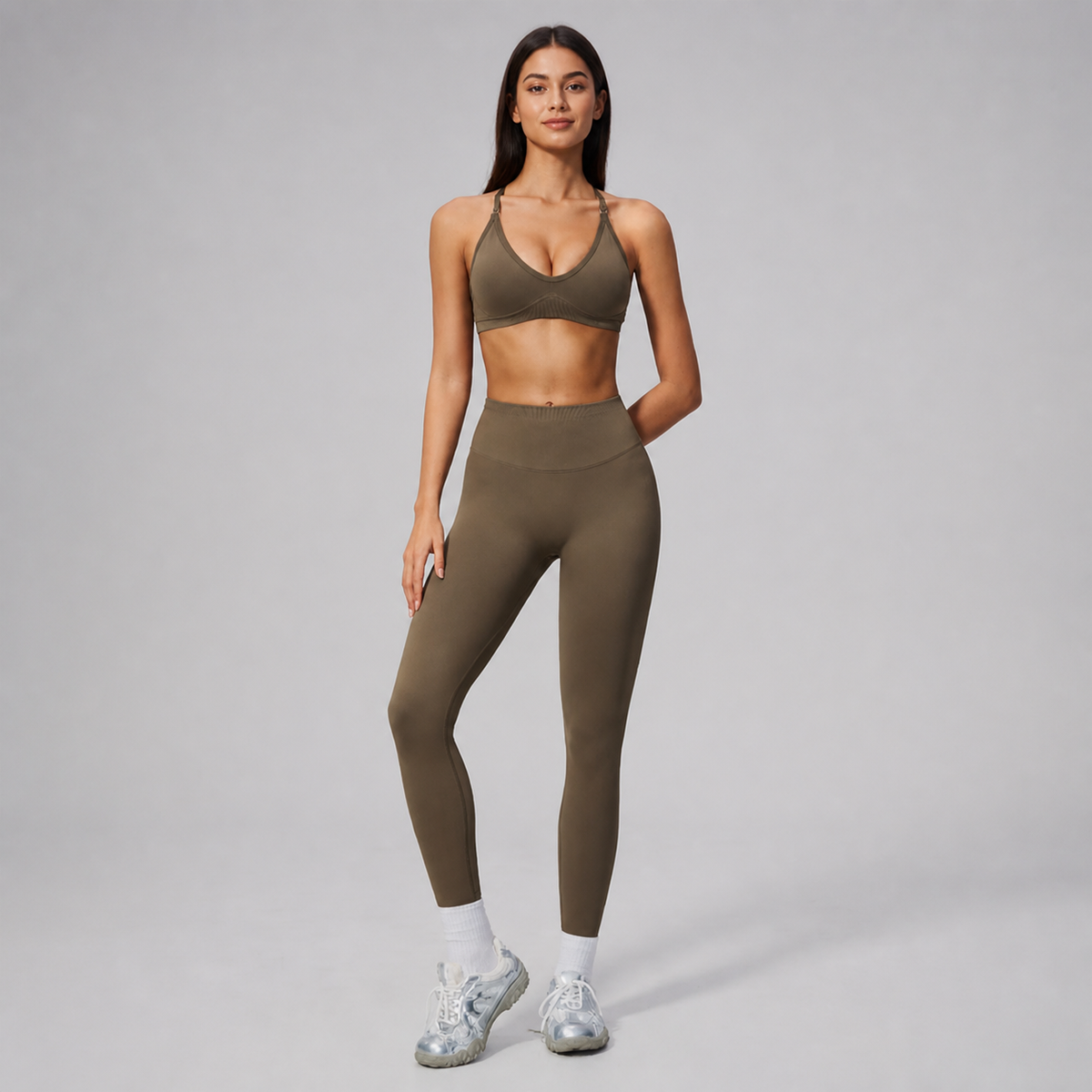 Women's Cross-Back Sports Bra and High-Waist Leggings Set