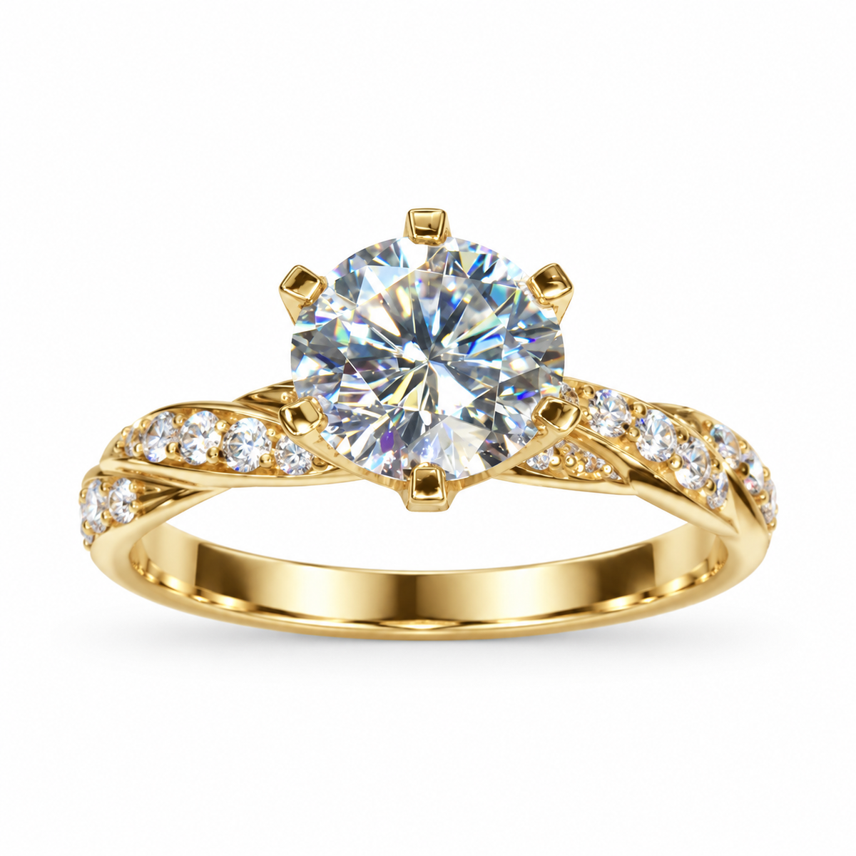 Twisted-Band Ring with Crystal-Look Center Stone