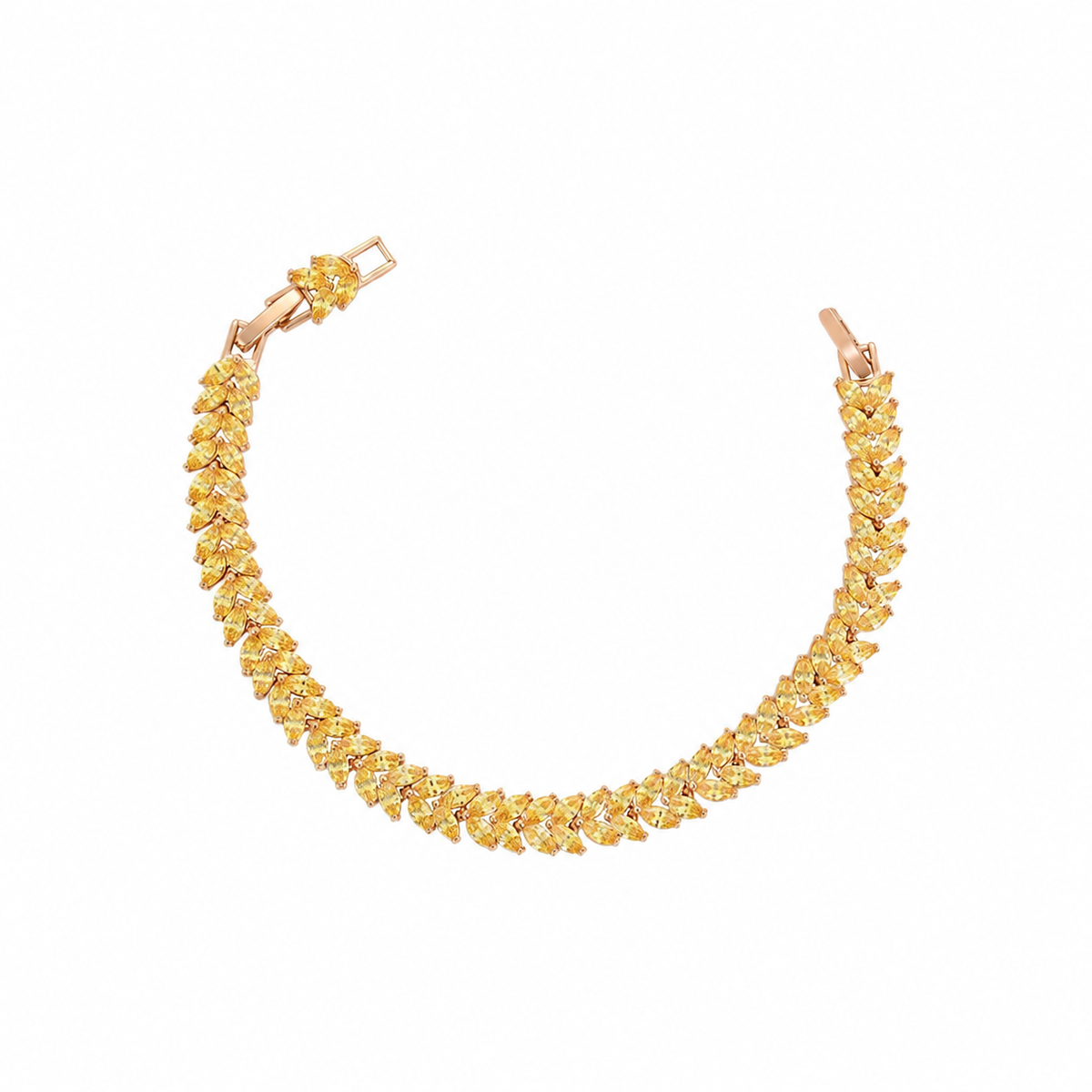 Wheat Ear Bracelet, Leaf-Pattern Links in Gold or Silver Tone