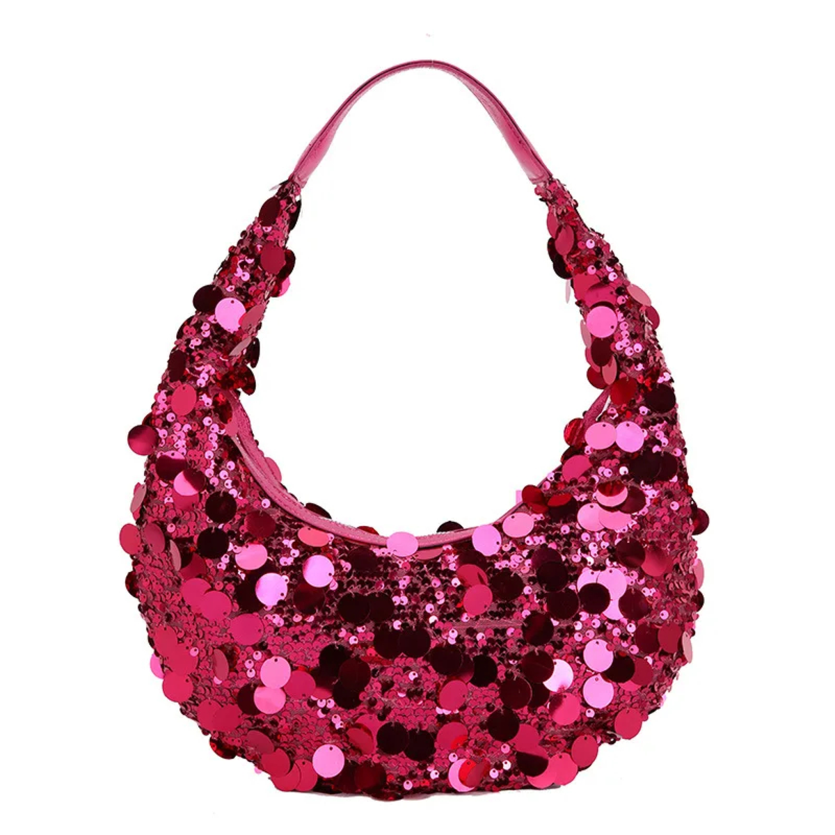 Sequin Crescent Shoulder Bag with Short Strap for Evenings