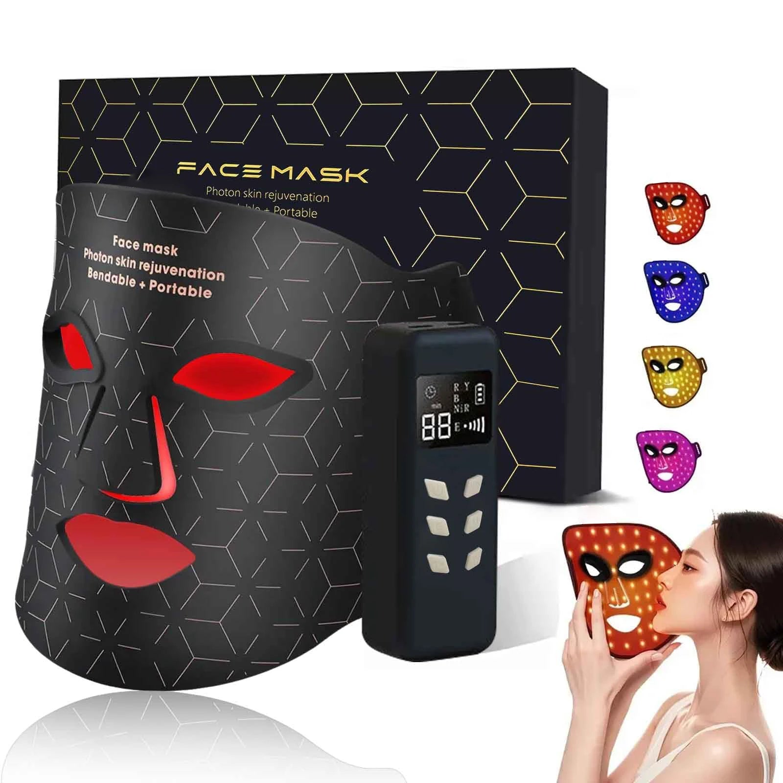LED Face Mask Red Light Therapy 630nm & 850nm 4 Modes