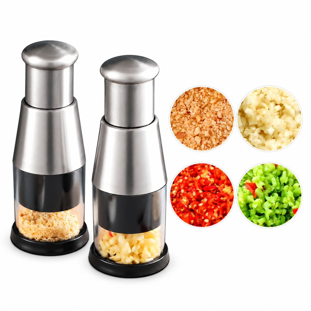 Stainless Steel Garlic Crusher with Clear Collection Cup