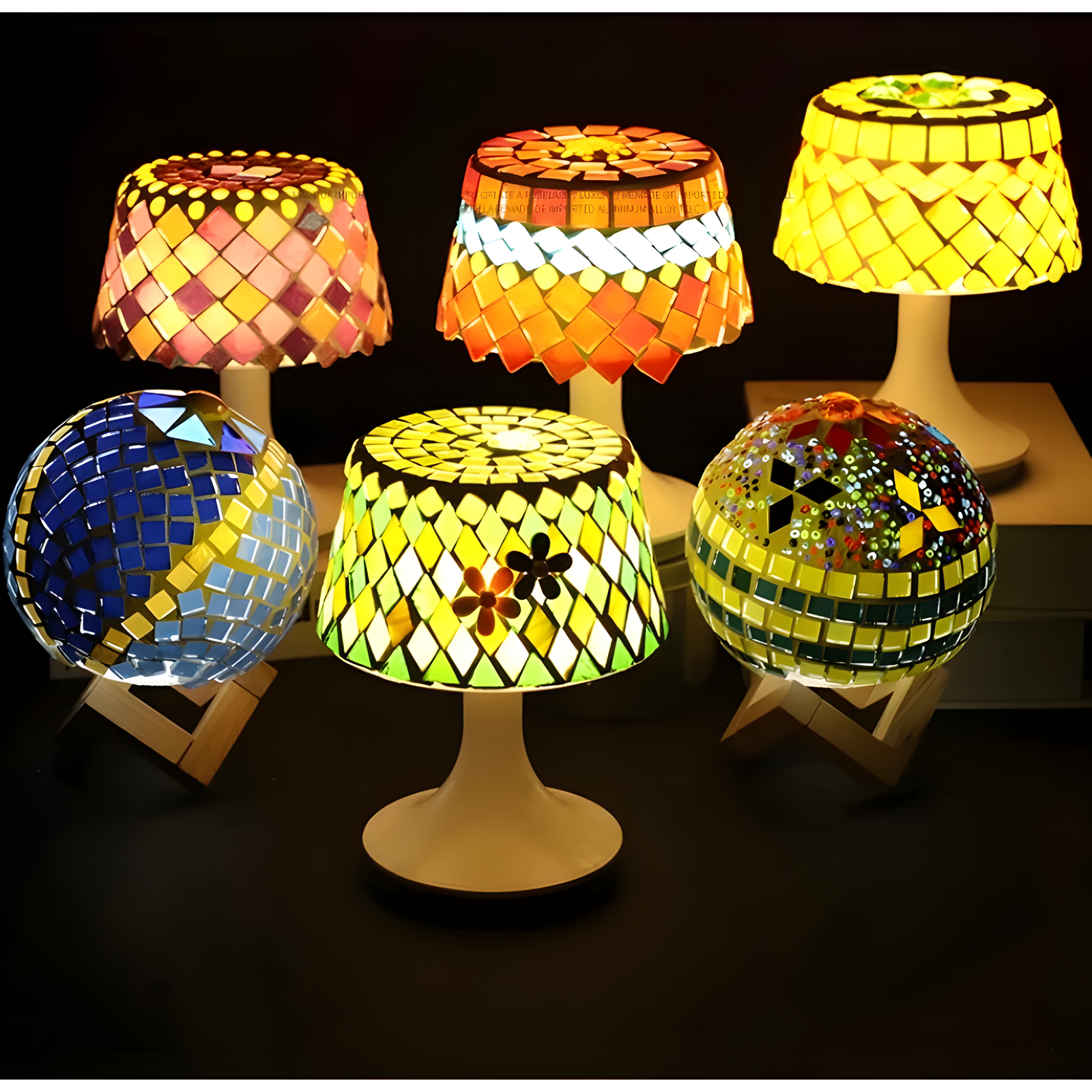 Mosaic Table Lamp Craft Kit Colorful Stars DIY Desk Light