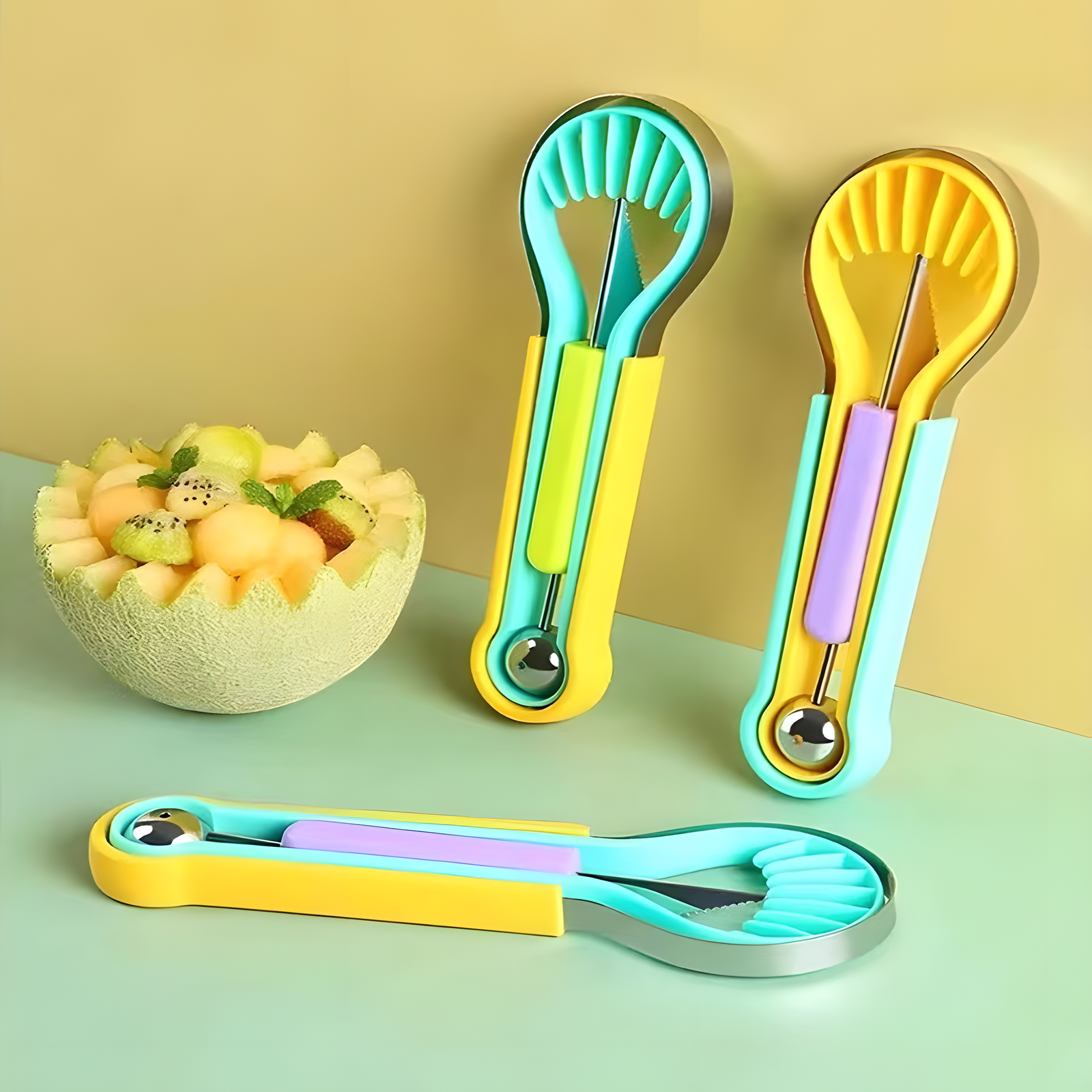 Fruit Slicer Tool Colorful Cutter Set for Kitchen 3 Color Combos