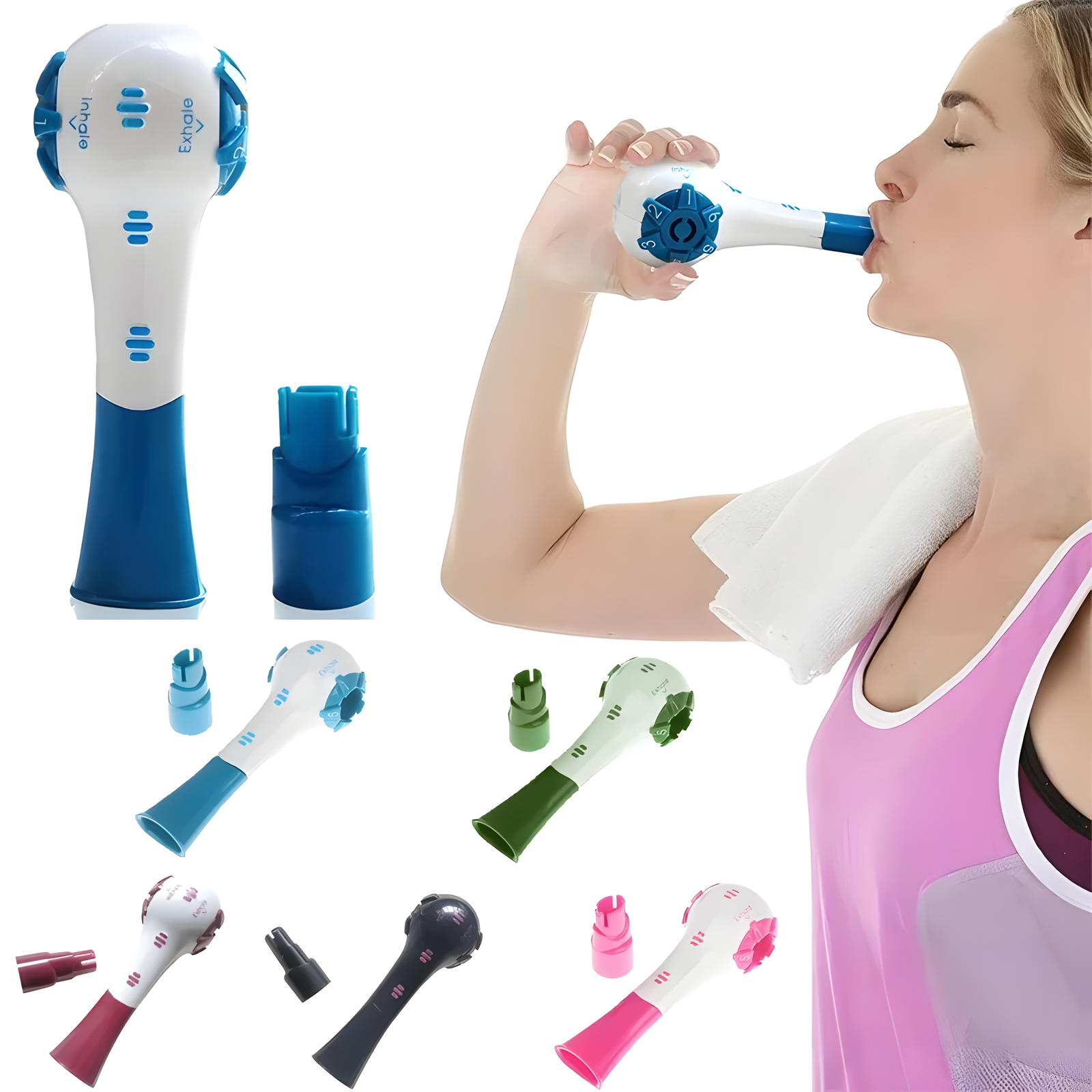 Handheld Breathing Trainer Adjustable Resistance Compact