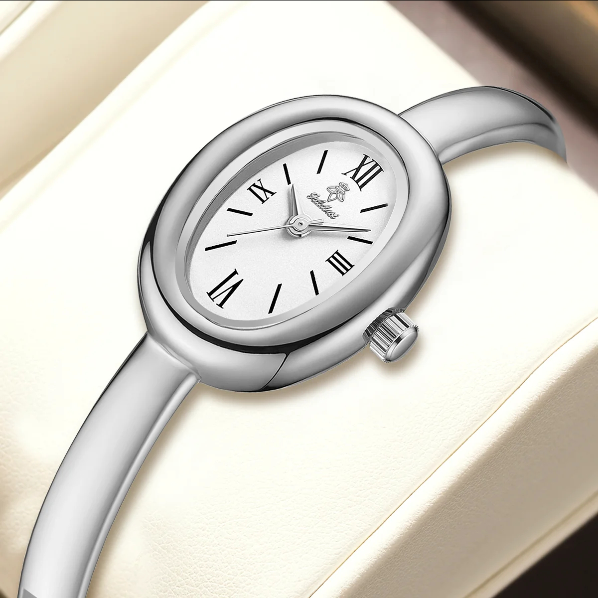 Oval Bracelet Watch with Quartz Movement and Color Options