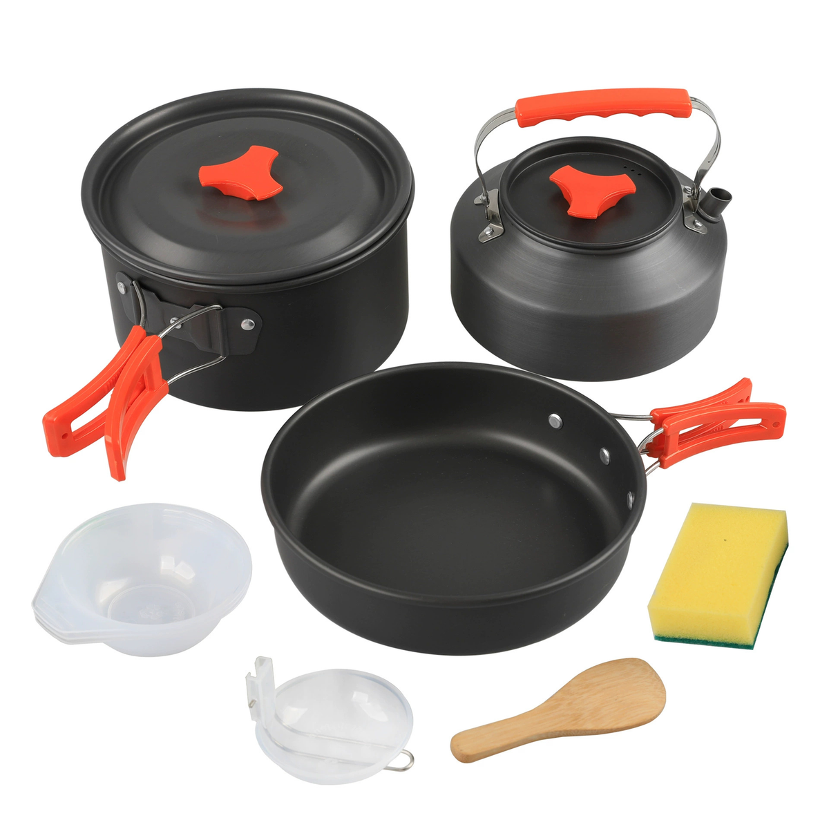 Nesting Camping Cookware Set with Pot, Pan and Kettle Kit