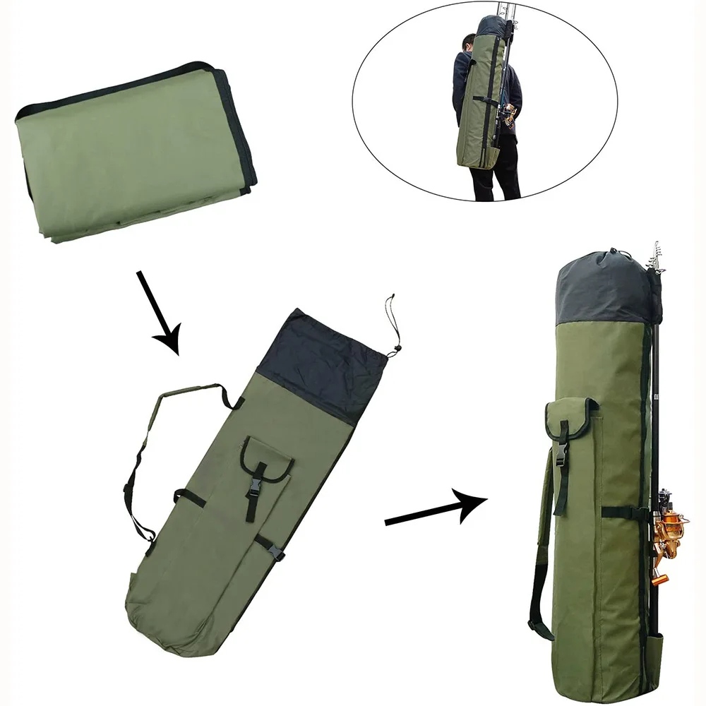 Foldable Fishing Rod Carrier Bag with Shoulder Strap 114cm