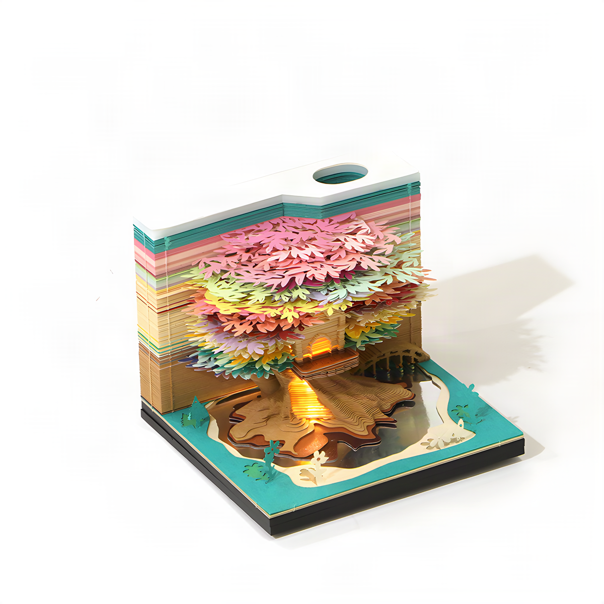 Treehouse Paper Sculpture Memo Pad, 218 Pages and Light