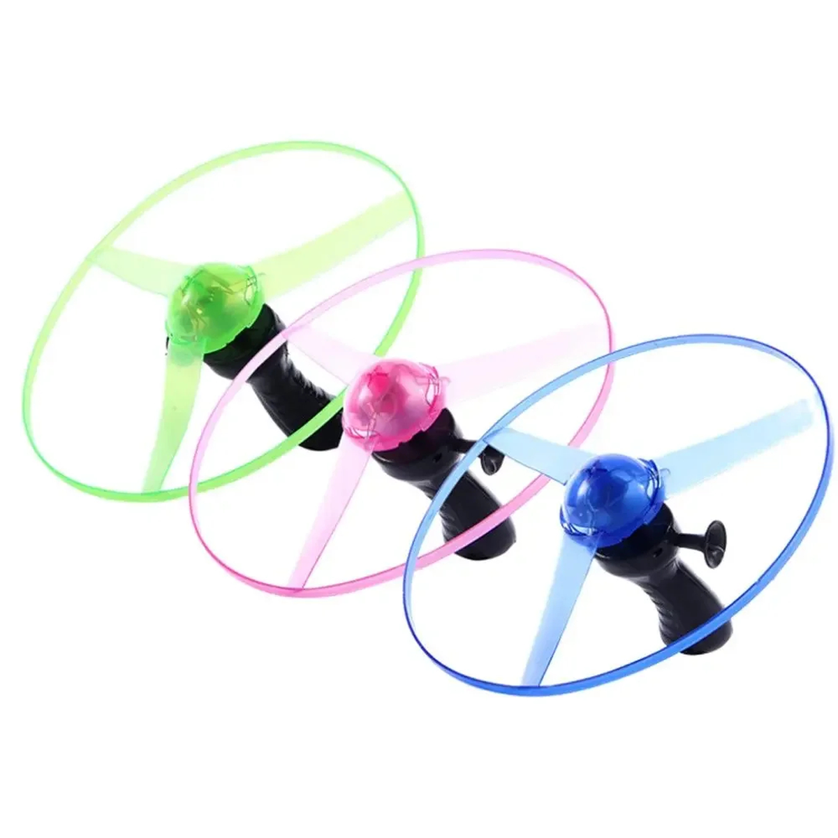 Light-Up Pull-String Flying Disc with Handheld Launcher