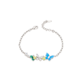 Butterfly Charm Bracelet, Colorful Silver-Tone Chain Design