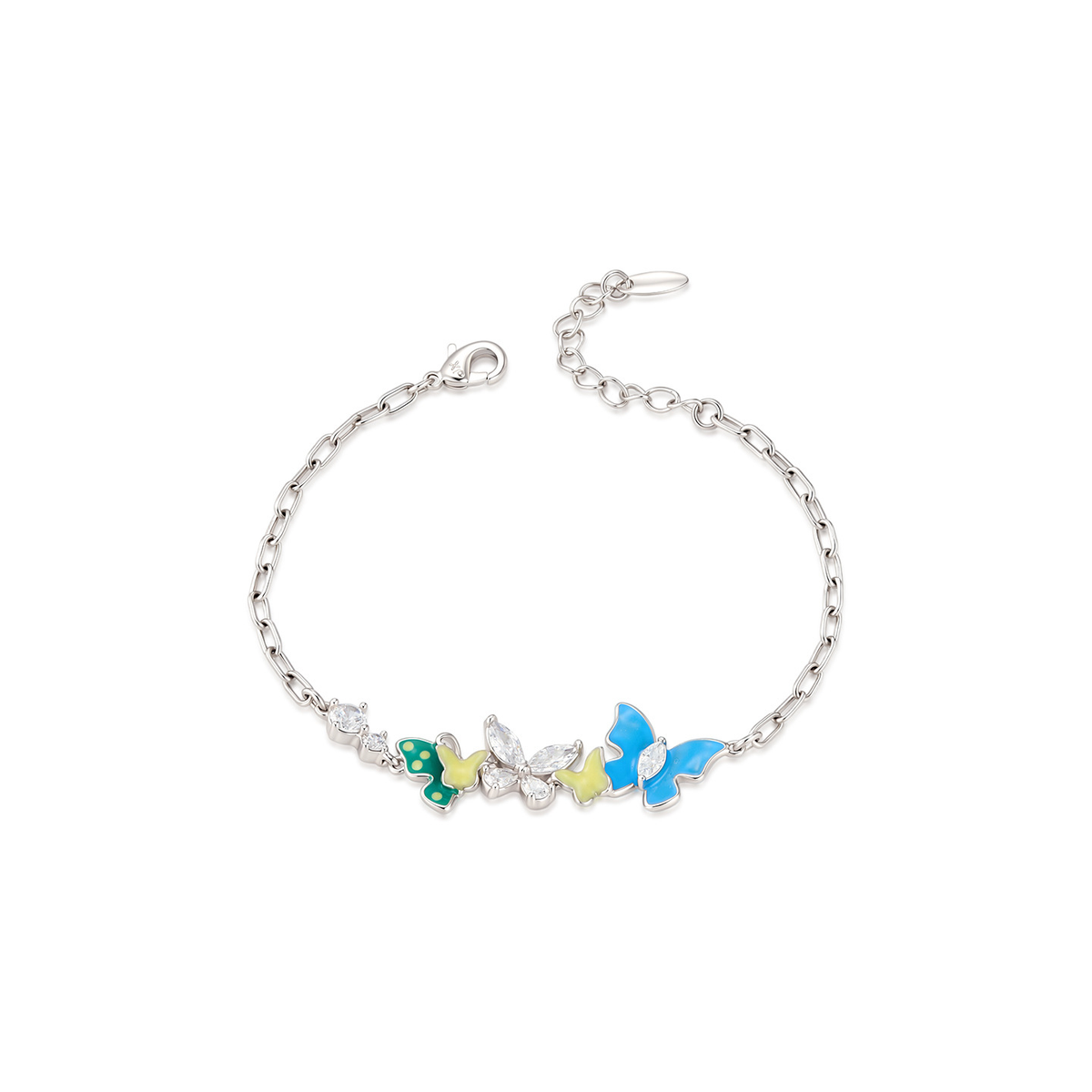 Butterfly Charm Bracelet, Colorful Silver-Tone Chain Design