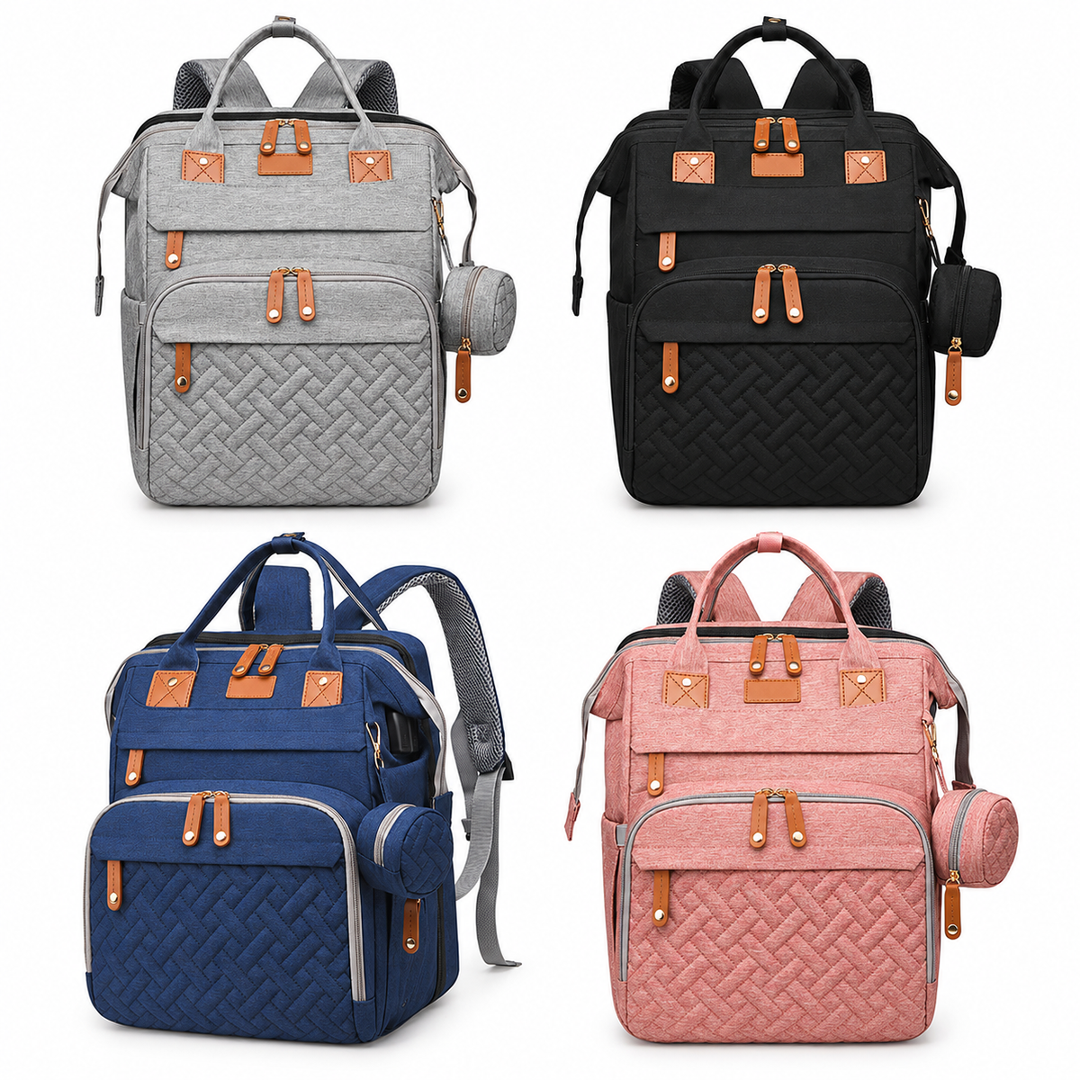 Expandable Diaper Backpack with Fold-Out Changing Mat, 4 Colors