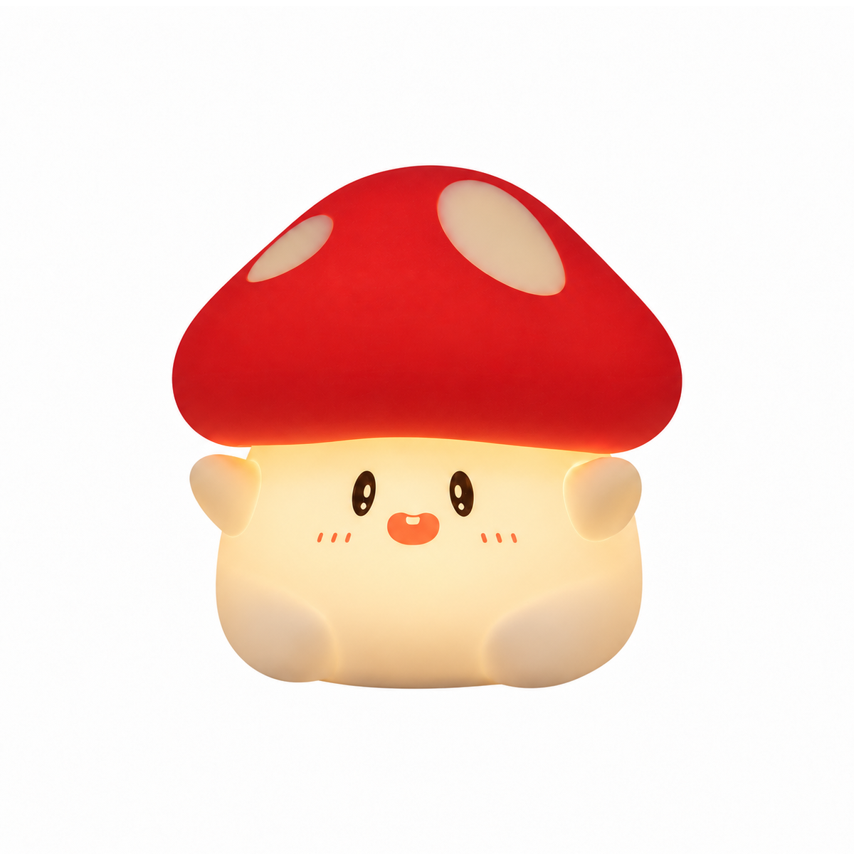 Mushroom Touch Night Light with Red Spotted Cap and Smiling Face