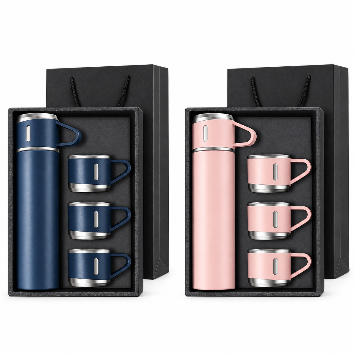 500 ml Insulated Flask Set with Three Matching Cups and Gift Box
