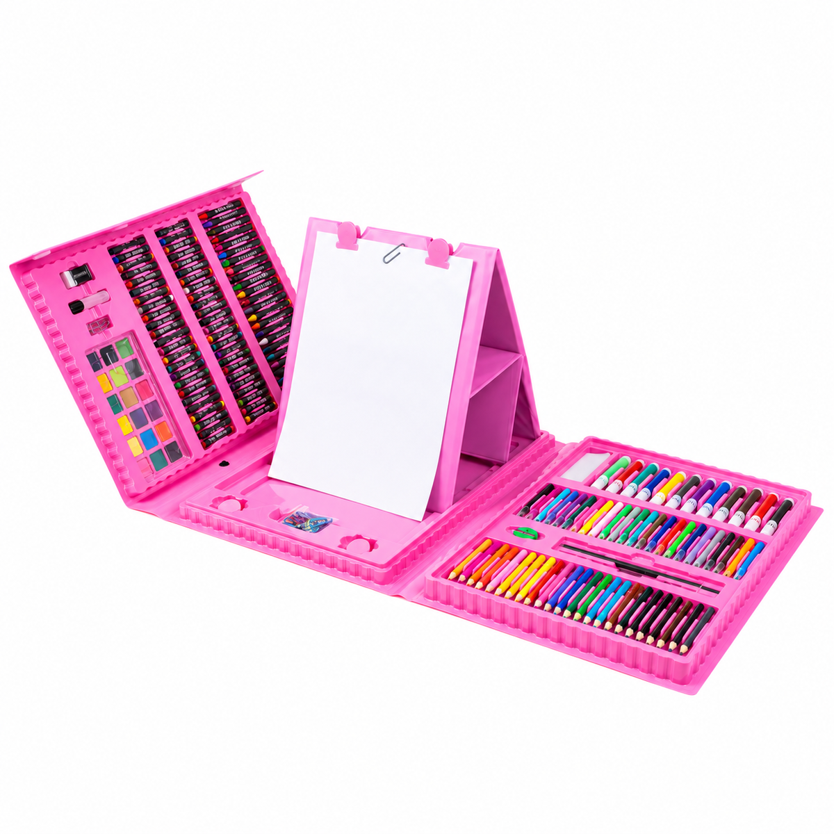 208-Piece Kids Art Set, Folding Supply Case and Drawing Boards