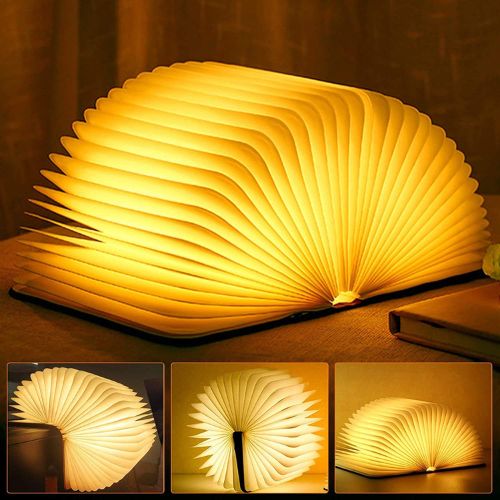 Folding Wooden Book Lamp USB Touch Dimmable LED Night Light