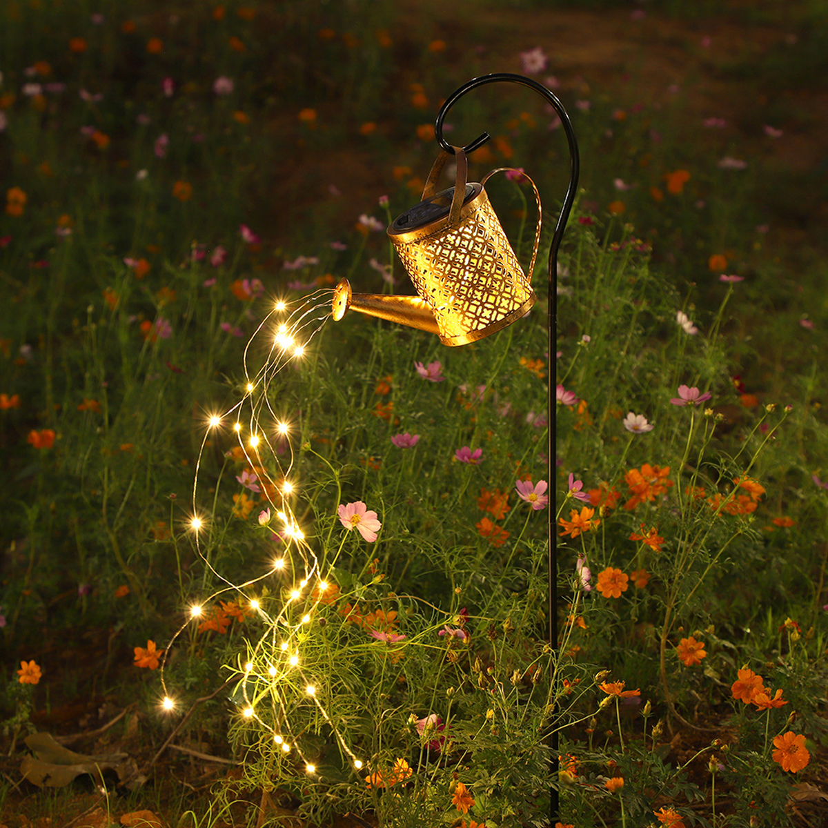 Solar Watering Can Garden Light with Cascading LED Drops