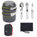 Nesting Camping Cookware Set with Folding Cutlery and Bags