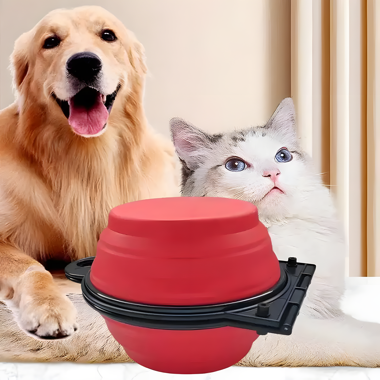 Folding Double Pet Travel Bowl 350ml Carabiner Clip