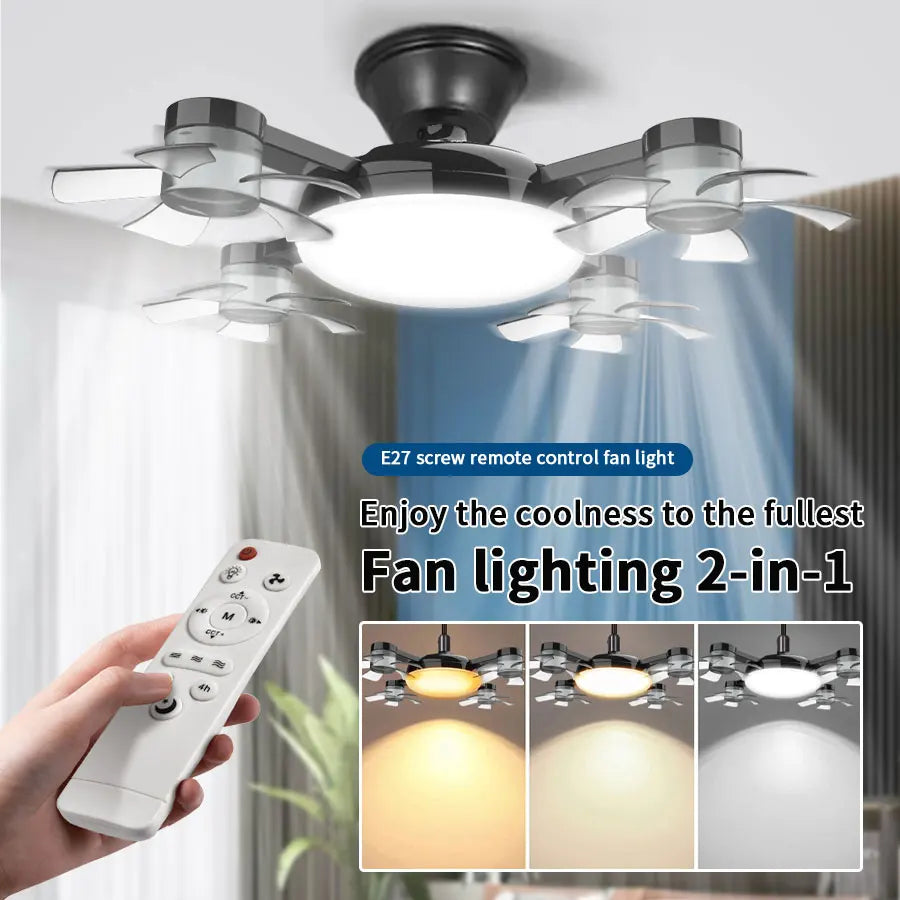 2-in-1 E27 Socket Ceiling Fan Light with Remote Control