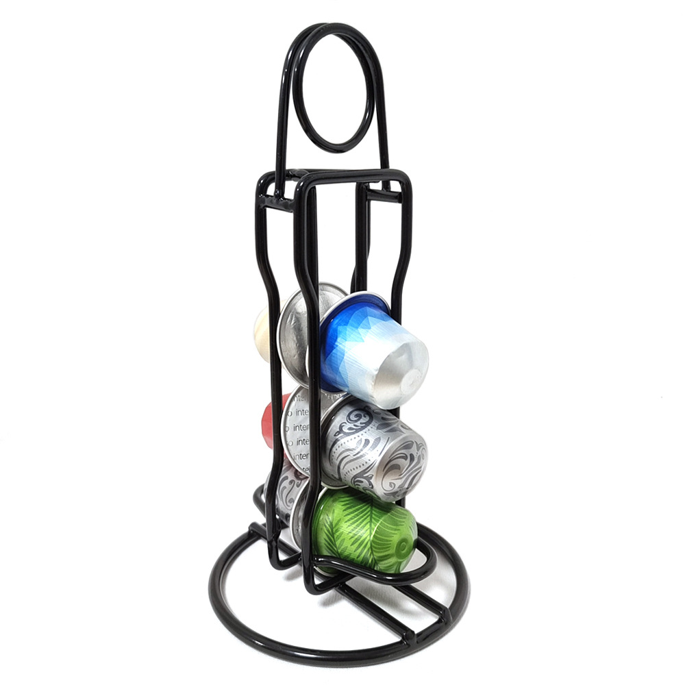 Coffee Capsule Holder Rack 6-Capsule Metal Stand – Black