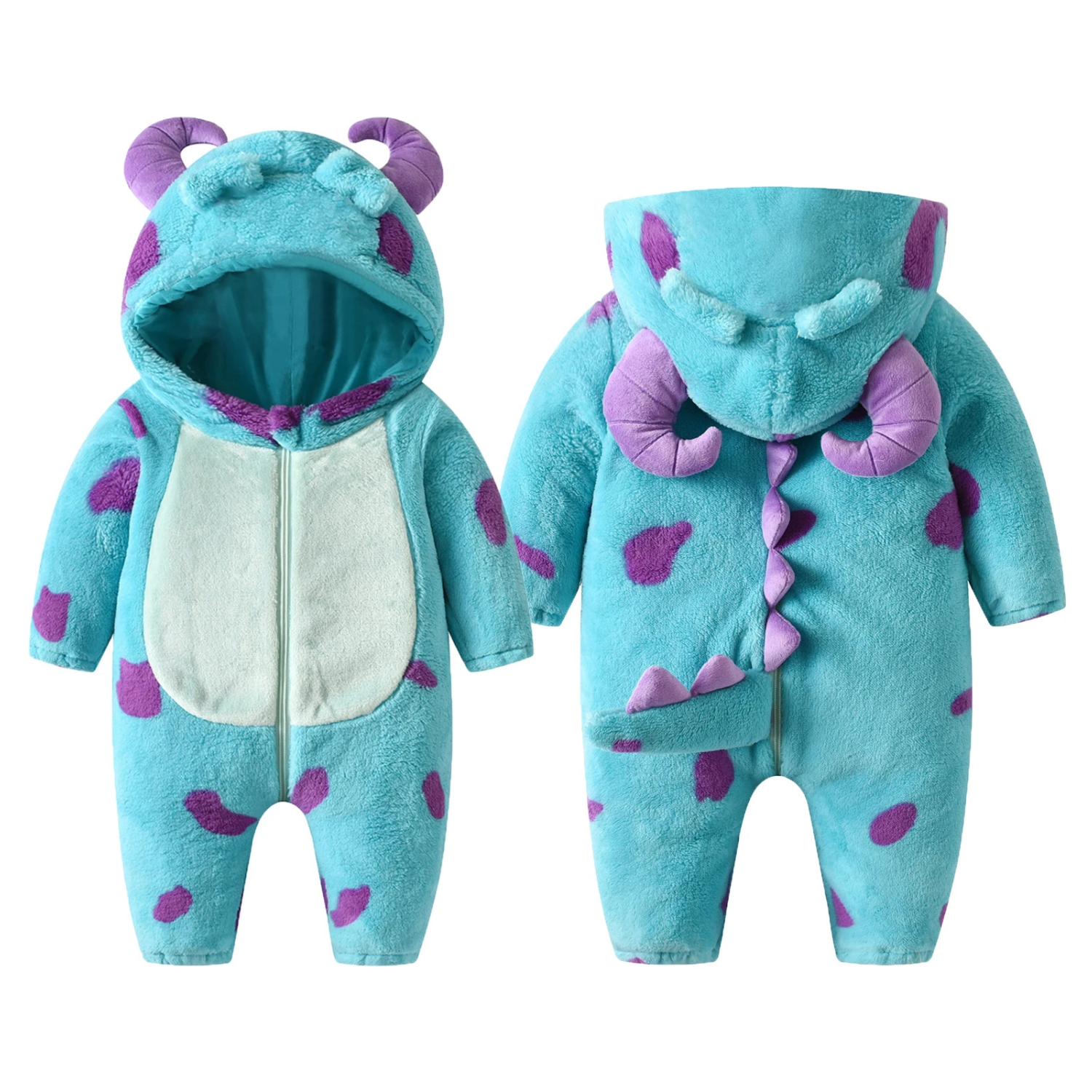 Baby Hooded Fleece Jumpsuit Cartoon Winter Romper 6M-5T