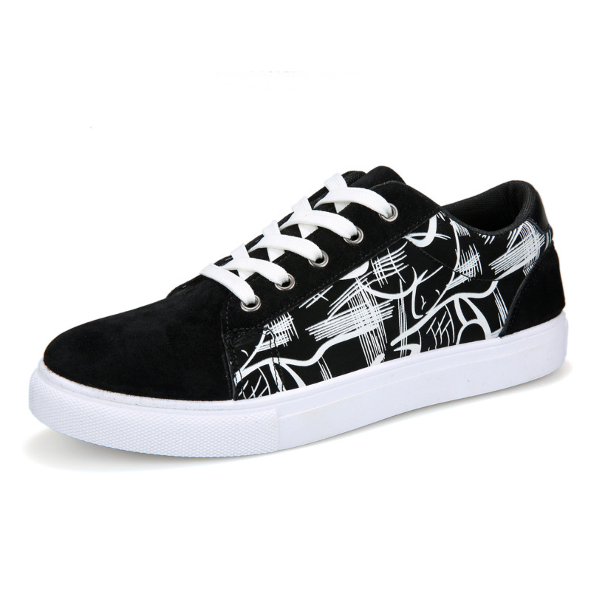 Abstract-Print Low-Top Lace-Up Sneakers in Three Colorways