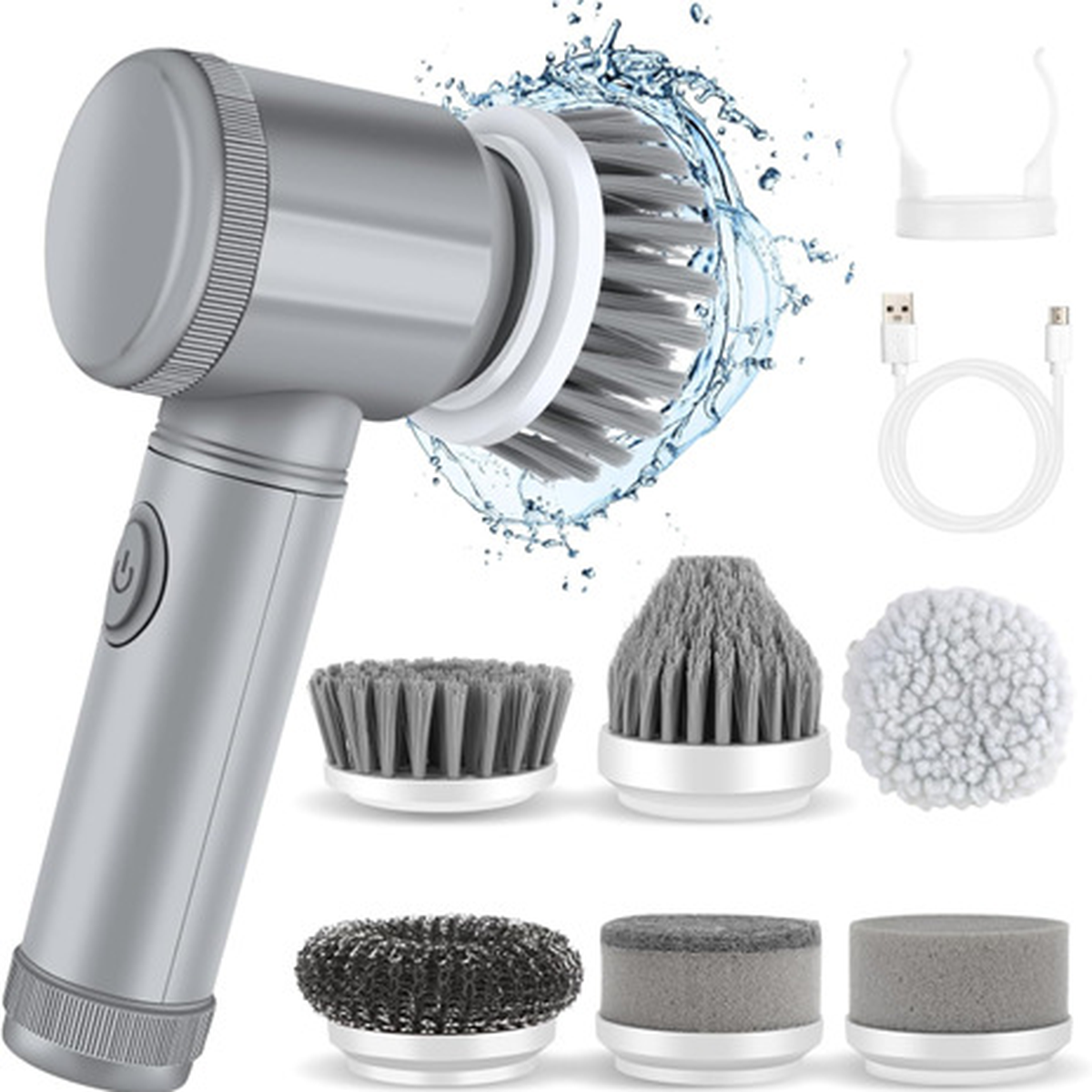 Rechargeable Electric Cleaning Brush with Swappable Heads