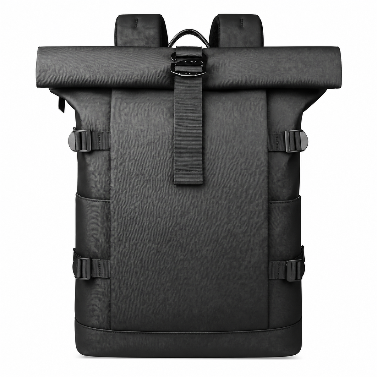 Roll-Top Travel Backpack, Oxford Fabric and Organizer Pockets