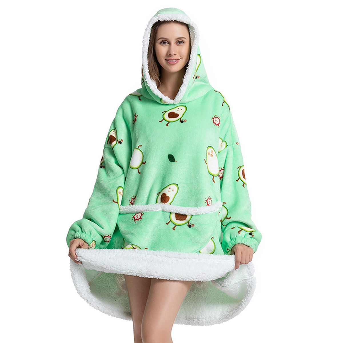 Oversized Hooded Wearable Blanket with Front Pocket