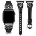 Jeweled Knot Leather Apple Watch Band with Stone Detail