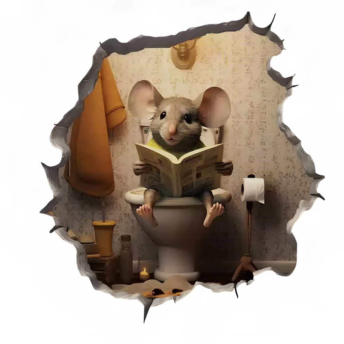Mouse Hole Wall Sticker in Reading Mouse or Lantern Design