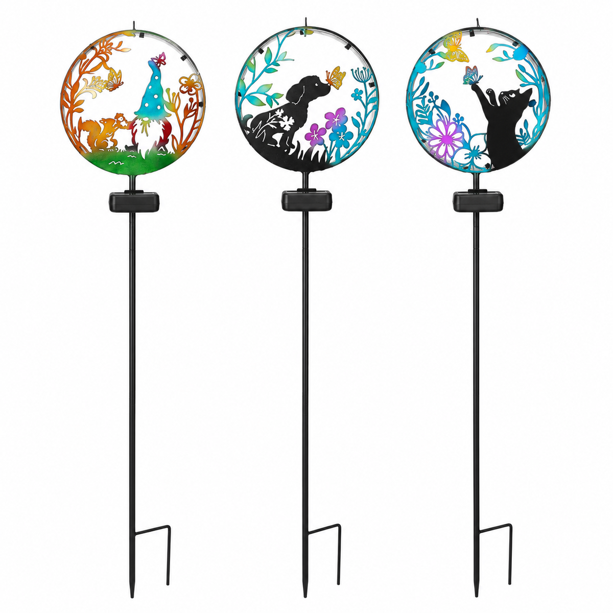 Solar Garden Stake Light with Decorative Animal Silhouettes