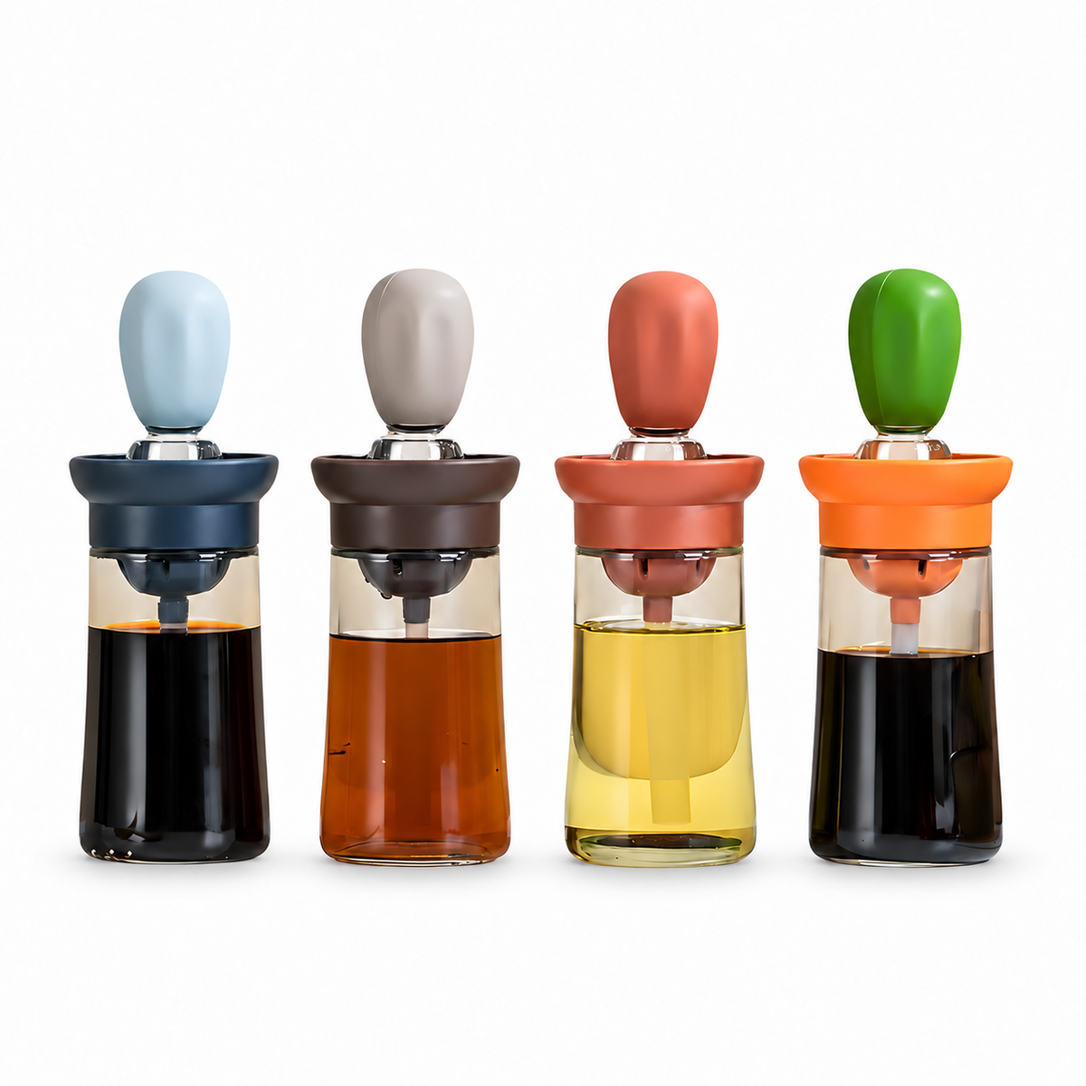 Glass Oil Dispenser with Basting Brush and Squeeze-Bulb Top