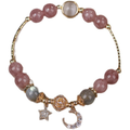 Moon-and-Star Beaded Charm Bracelet with Gold-Tone Accents