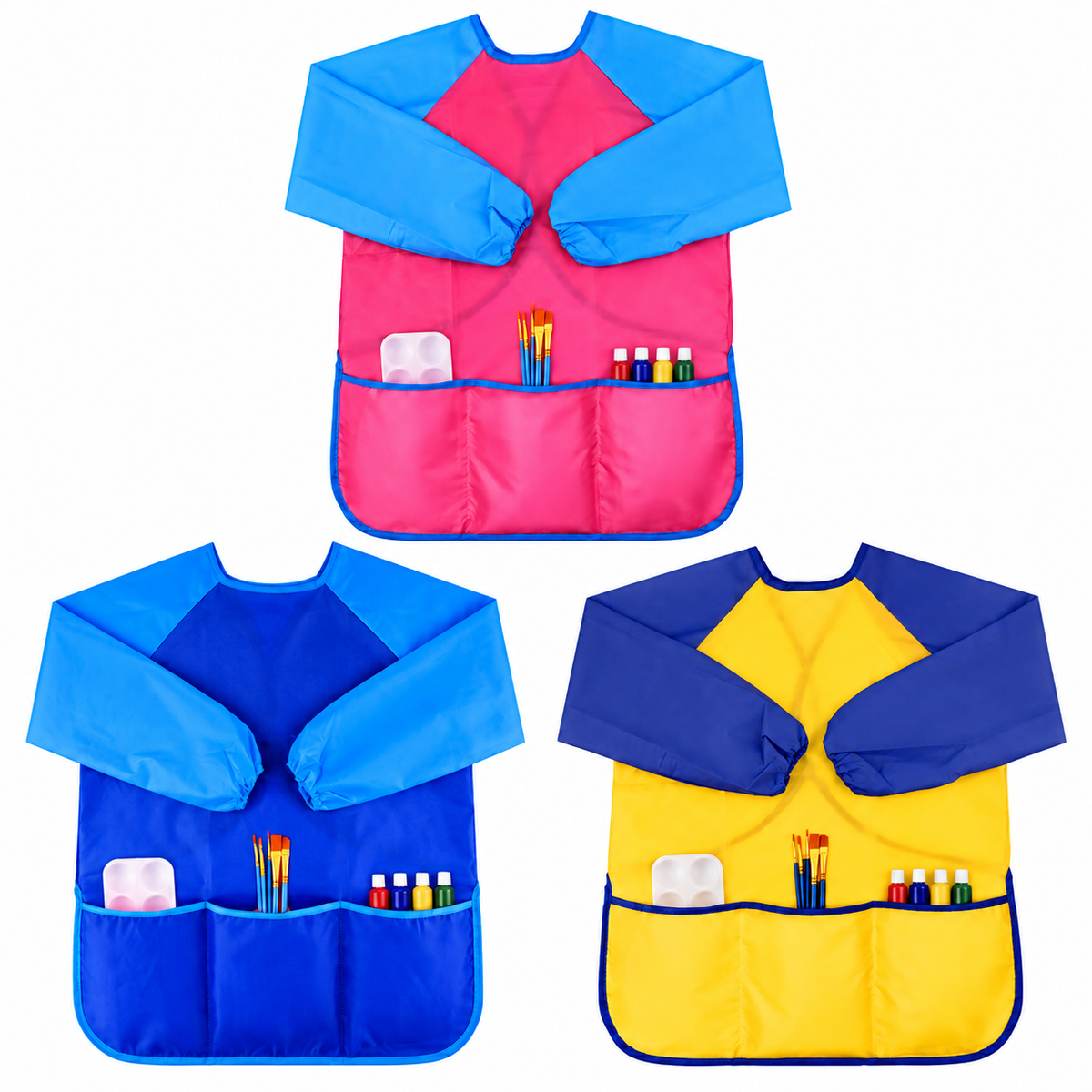 Kids Art Smock, Long-Sleeve Painting Apron with Front Pockets