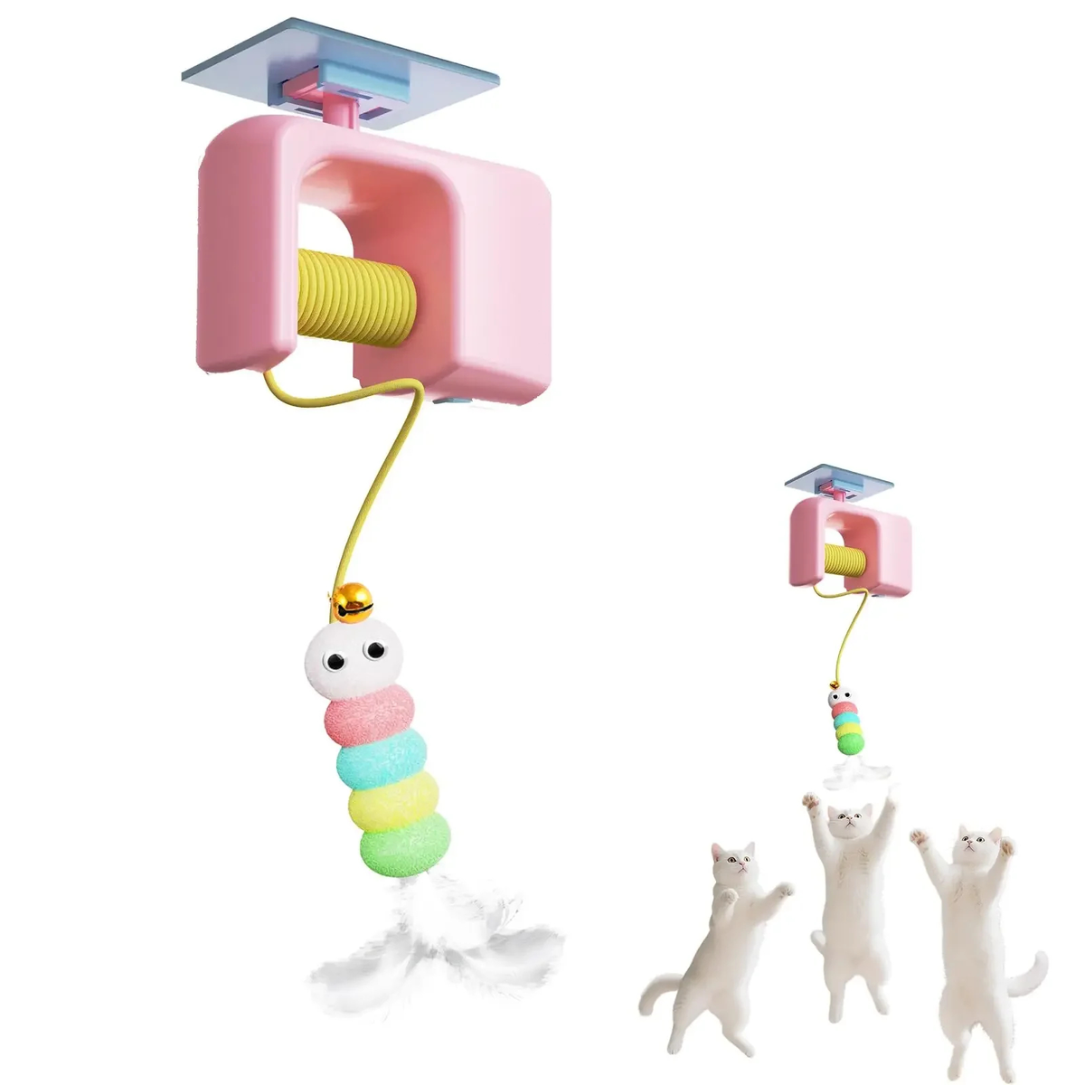 Automatic Hanging Cat Teaser Toy, USB-C Charging and 2 Refills