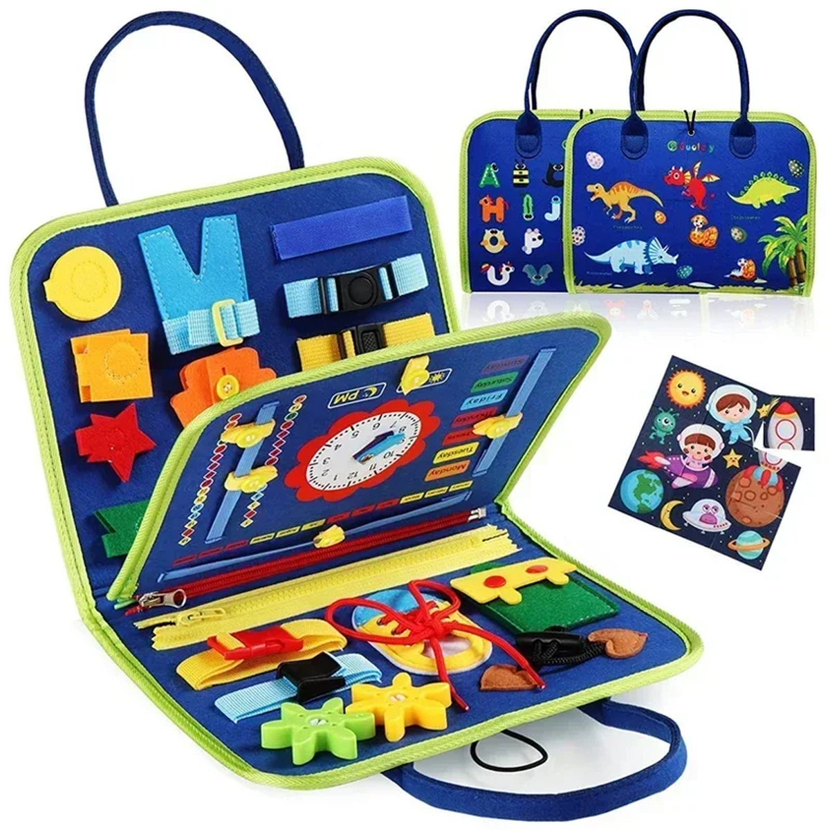 Portable Travel Activity Busy Board with Buckles and Laces