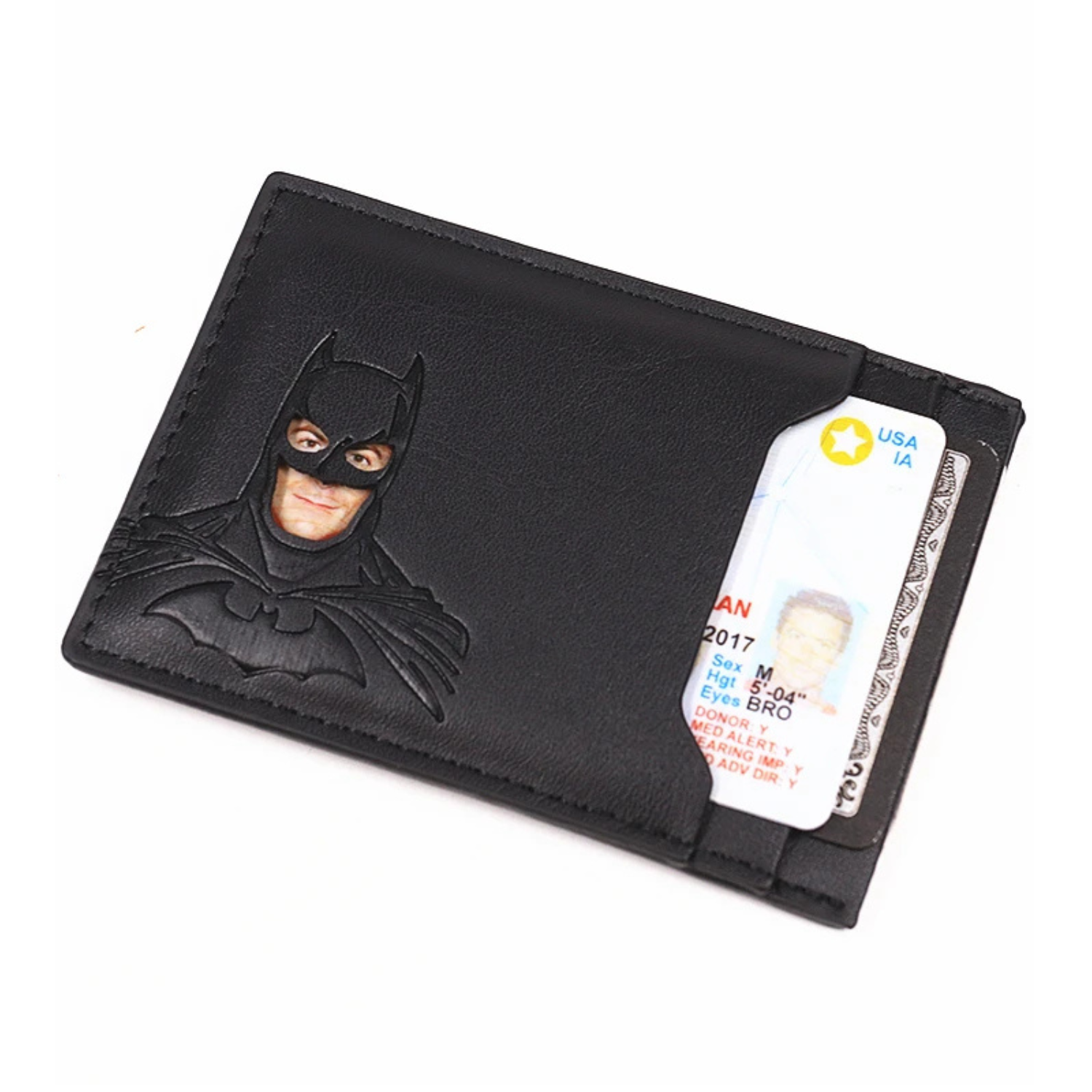 Bat ID Leather Wallet – Superhero Mask Card Holder