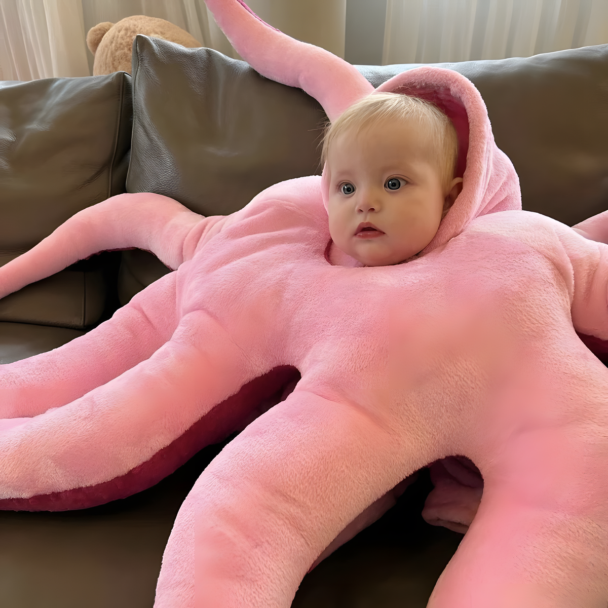 Giant 180 cm Octopus Plush Pillow in Pink or Blue
