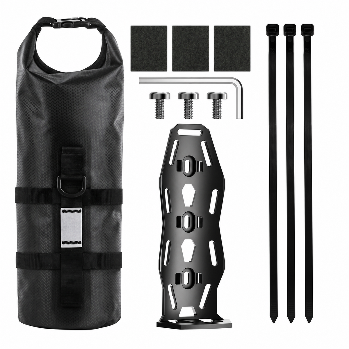 5L Bicycle Fork Bag with Roll-Top Closure and Mounting Holder