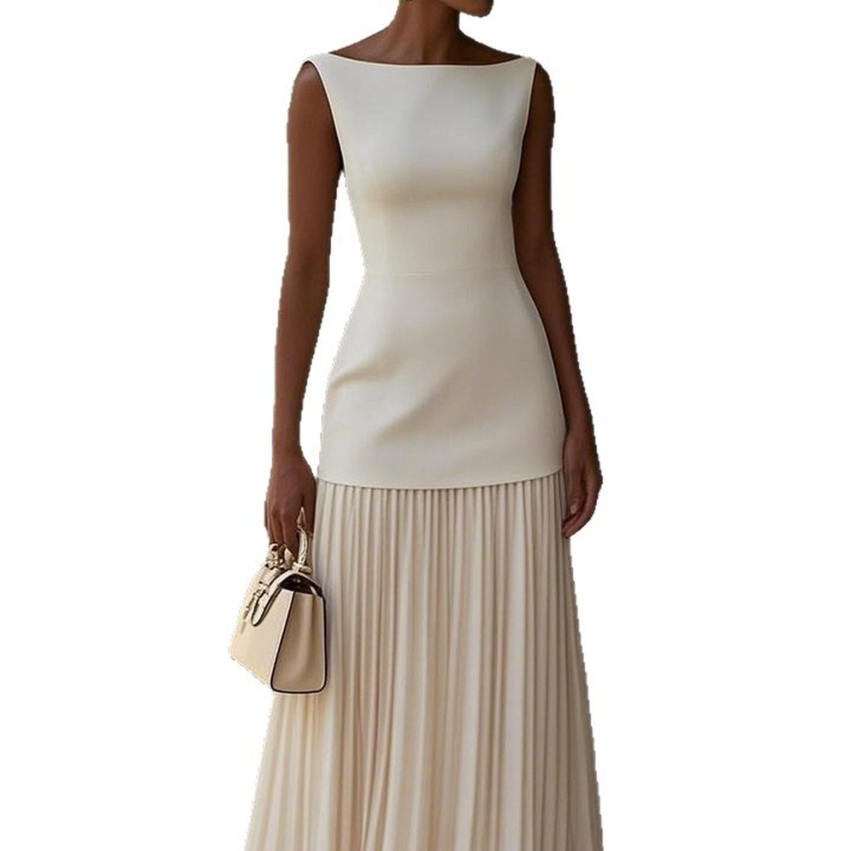 Women's Sleeveless Knit Top and Pleated Maxi Skirt Set