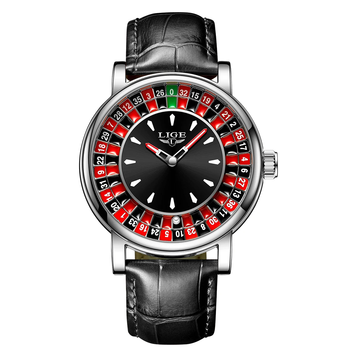 LIGE Roulette Spinning Dial Watch – Bold Casino Style