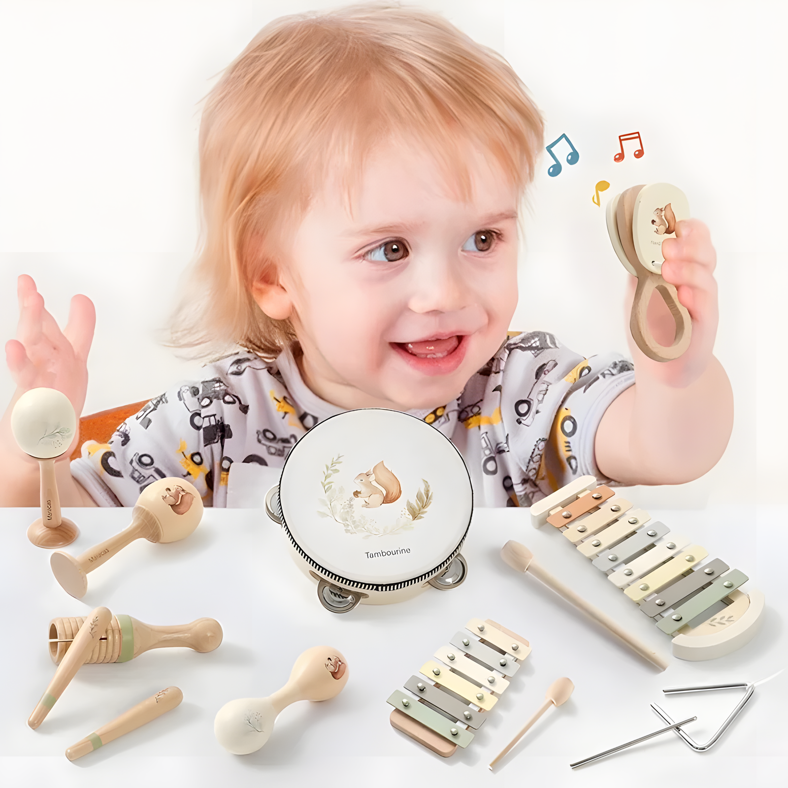 Wooden Children's Music Set Xylophone Drum & Rhythm Kit