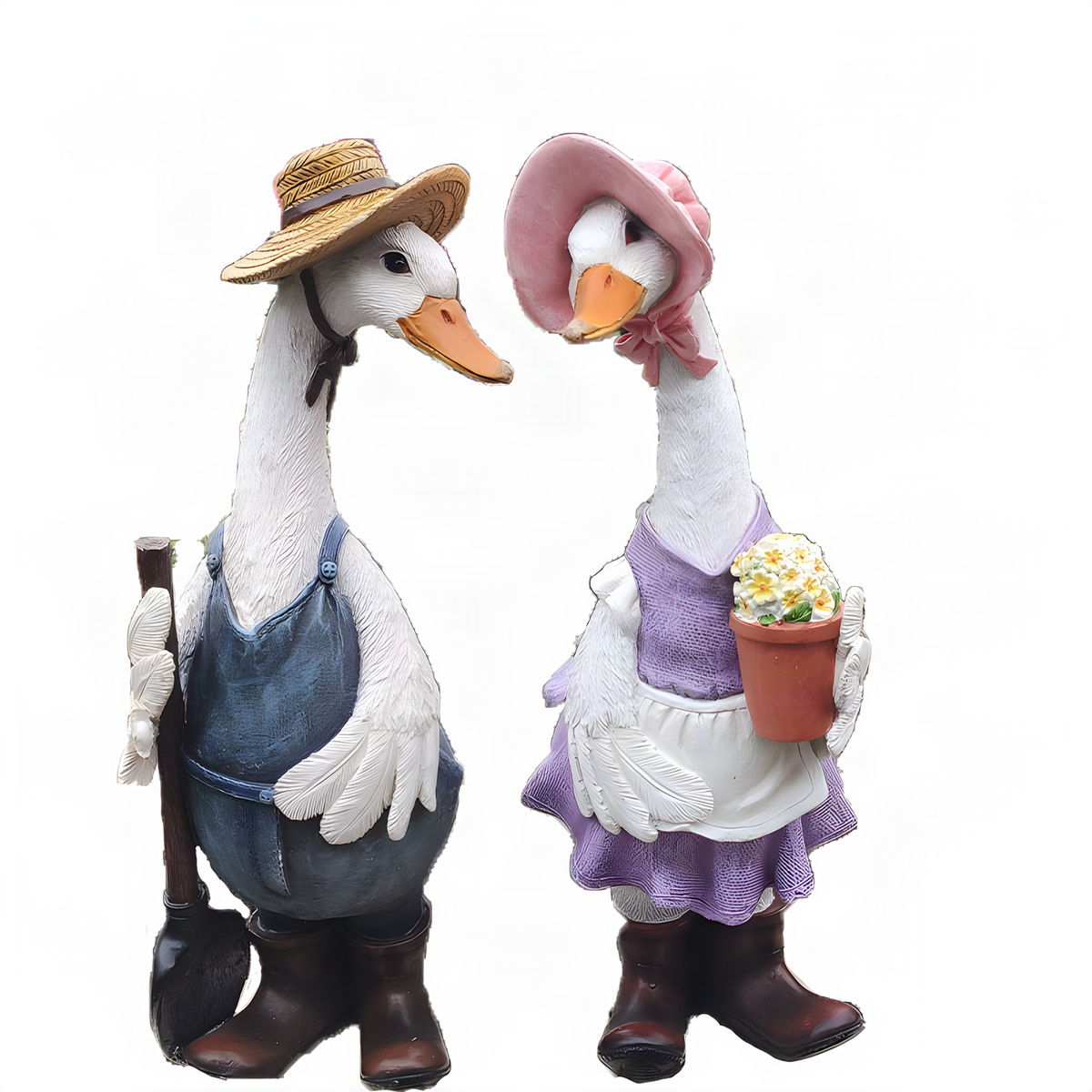 Resin Gardener Duck Figurine, Individual Decorative Accent