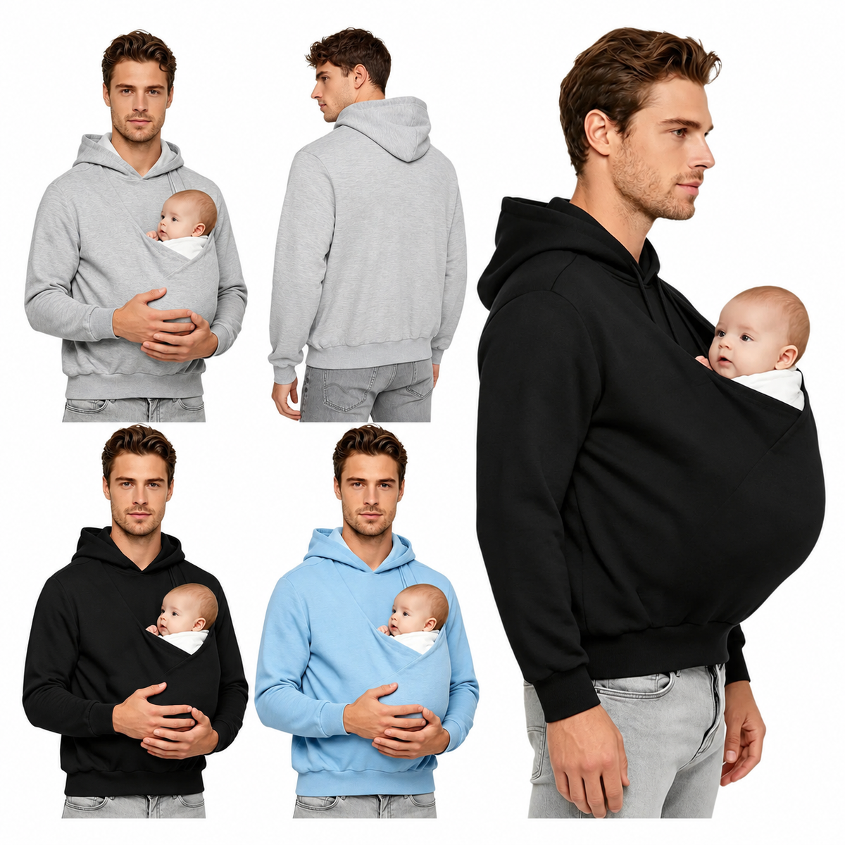 Men's Pullover Hoodie with Wide Crossover Front Pouch Design