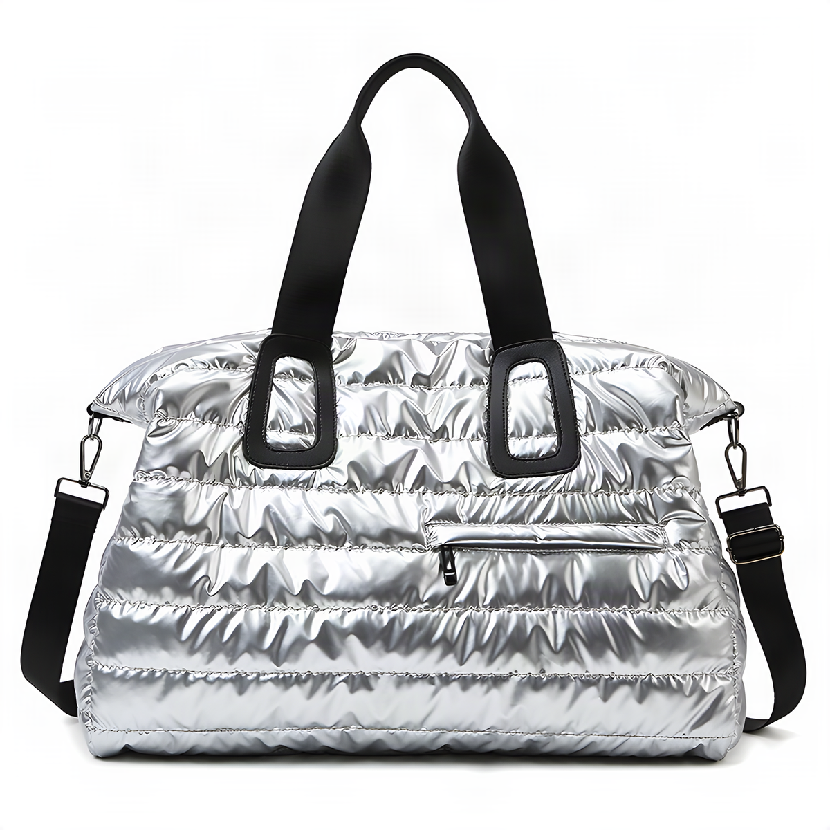 Glossy Quilted Travel Duffel Bag, 52 cm and Shoulder Strap