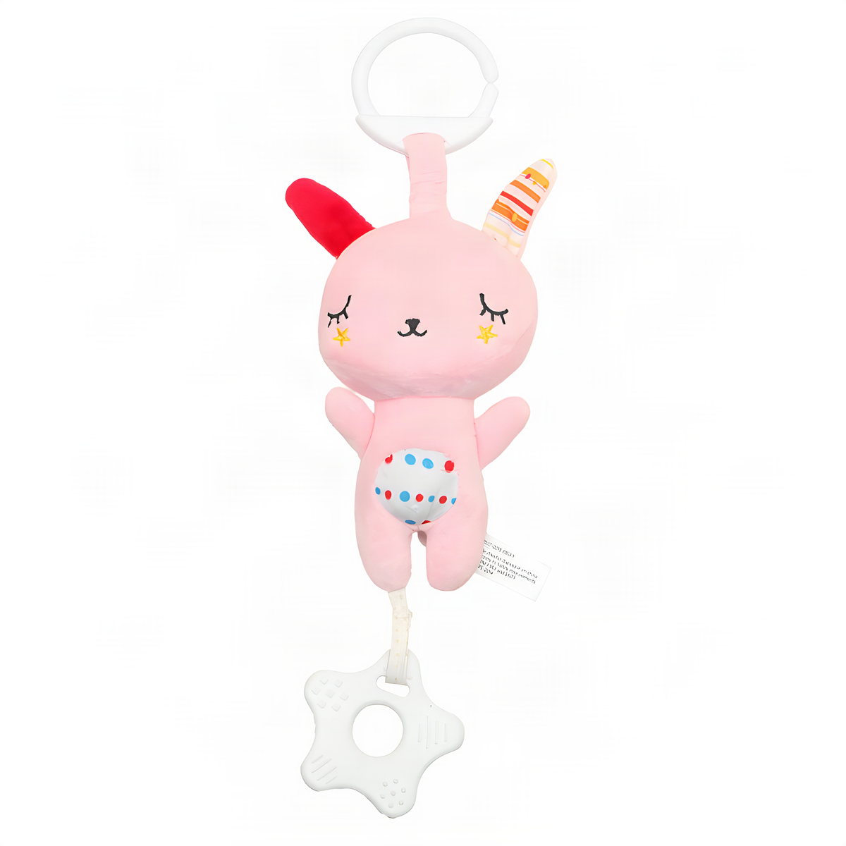 Animal Hanging Baby Rattle with Ring Attachment, Rabbit or Bear