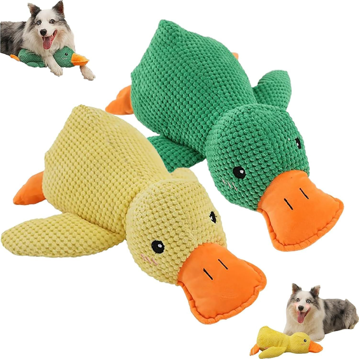 Squeaky Duck Plush Dog Toy, Textured Fabric, Approx. 45cm